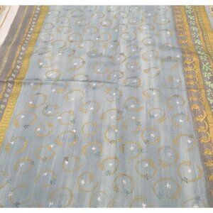 Designers Guild England Qamis Fabric  Light Blue Gold Green 50 “ x 54 “